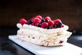 Meringue layers Pavlova with summer fruits