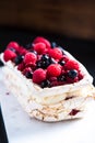 Meringue layers Pavlova with summer fruits