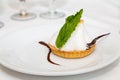 Meringue Pastry with Mint Leaf