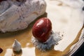 Meringue, Pavlova cake with berries and ice cream Royalty Free Stock Photo