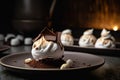 meringue perched on top of chocolate truffles, a classic dessert pairing
