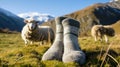 Merino wool socks, calf length long mens sock Generative AI