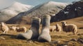 Merino wool socks, calf length long mens sock Generative AI