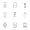 Merit icons set, outline style