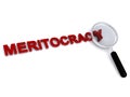 meritocracy under magnifier glass on white Royalty Free Stock Photo
