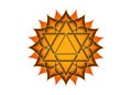 Sacred geometry, mystical symbol of the Merkabah, Second chakra chakra, sacral lotus flower in orange color, magic logo geometric