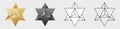 Merkaba golden star. Black and stroke line Merkabah