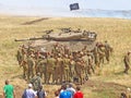 Merkava tanks and Israeli soldiers in training armored forces Royalty Free Stock Photo