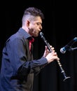 Merlin Shepherd playing klezmer music on the clarinet during a faculty concert at the Klezfest music festival, London UK