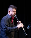 Merlin Shepherd playing klezmer music on the clarinet during a faculty concert at the Klezfest music festival, London UK