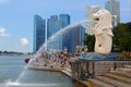 Merlion Fountain - Singapore Skyline Royalty Free Stock Photo