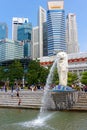 Merlion Fountain - Singapore Skyline Royalty Free Stock Photo