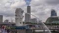 The Merlion fountain and Singapore skyline timelapse hyperlapse. Royalty Free Stock Photo