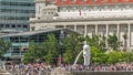 The Merlion fountain and Singapore skyline timelapse. Royalty Free Stock Photo