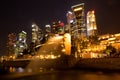 Merlion in front of the Singapore skyline. Royalty Free Stock Photo