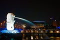 The Merlion park and citysccpae at night