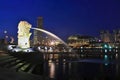 Merlion park.Singapore skyline