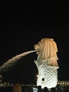 The Merlion Park viewed with the Singapore skyline in the background Royalty Free Stock Photo