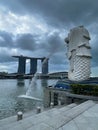 The Merlion Park viewed with the Singapore skyline in the background Royalty Free Stock Photo