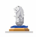 Merlion Singapore landmark monument landmark flat illustration vecotr isolated in white background Royalty Free Stock Photo