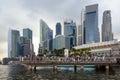 Merlion and Singapore skycrapers Royalty Free Stock Photo