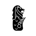 Merlion statue black glyph icon