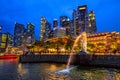 Merlion Statue at blue hour Royalty Free Stock Photo