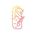 Merlion statue gradient linear vector icon