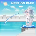 Merlion statue icon of singapore vector eps10 Royalty Free Stock Photo