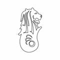 Merlion statue, Singapore icon, outline style Royalty Free Stock Photo