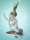 mermaid beautiful magic underwater mythology being original photo compilation Royalty Free Stock Photo