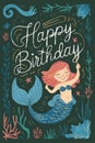 Mermaid Birthday Card With Happy Birthday