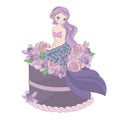 MERMAID BIRTHDAY Floral Sweet Princess Vector Illustration Set