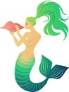 Mermaid blowing a conch horn