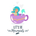 Mermaid character sitting in cup Royalty Free Stock Photo