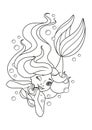 Swimming mermaid coloring page