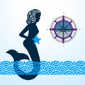 Mermaid with compass waves