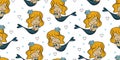 Mermaid design seamless patterns ready to print. Cute childish drawing