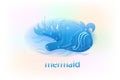 Mermaid on fantasy sea logo vector image Royalty Free Stock Photo