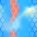 Mermaid or fish scale seamless pattern. Blue red mermaid skin background. Marine pattern tile. Holographic gradient Royalty Free Stock Photo