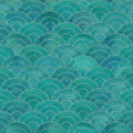 Mermaid fish scale wave japanese seamless pattern Royalty Free Stock Photo