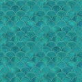 Mermaid fish scale wave japanese seamless pattern