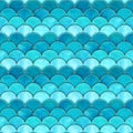 Mermaid fish scale wave japanese seamless pattern Royalty Free Stock Photo