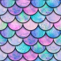 Mermaid fish scale wave japanese seamless pattern