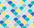 Mermaid fish scales seamless doodle pattern