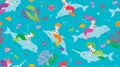 Mermaid friends riding dolphins seamless vector pattern