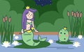Mermaid and frog on a Lake.