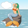 Mermaid girl fairy tale character pop art vector