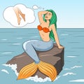 Mermaid girl fairy tale character pop art vector