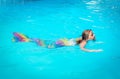 Mermaid girl swimming in the pool